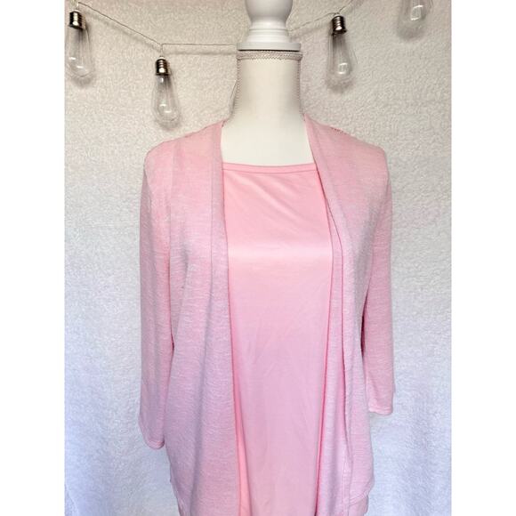 Time and Tru Pink Cardigan & Tank Top Set Women's Large - Picture 3 of 8